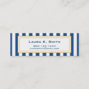 Business Card, Contemporary Navy BlueStripe Mini Business Card