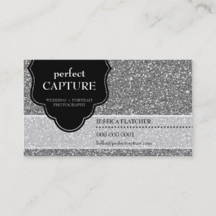 BUSINESS CARD cool bold captured silver glitter