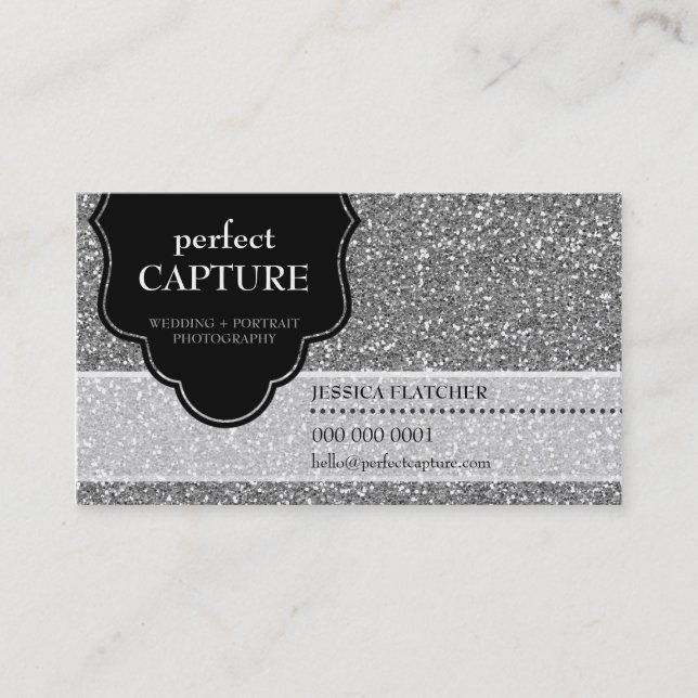 BUSINESS CARD cool bold captured silver glitter (Front)