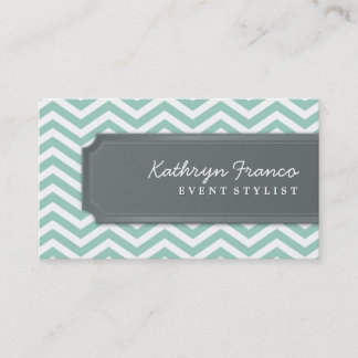 BUSINESS CARD cool chevron stripe pale green grey