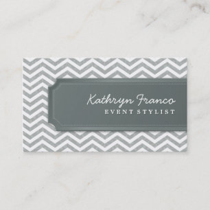 BUSINESS CARD cool chevron stripe silver grey