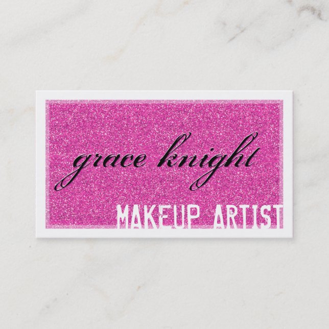 BUSINESS CARD cool grunge glitter hot hot pink (Front)