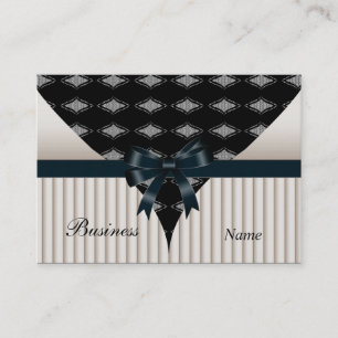 Business Card Cream Beige Black Bow