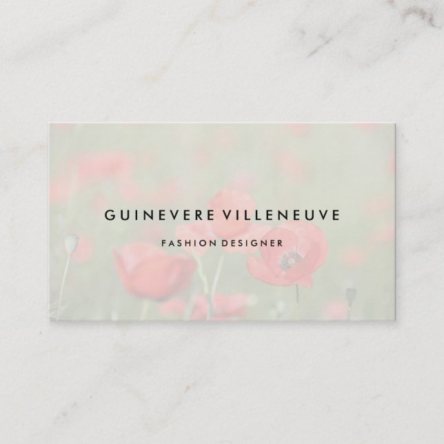 Business card customizable romantic poppy flowers (Front)