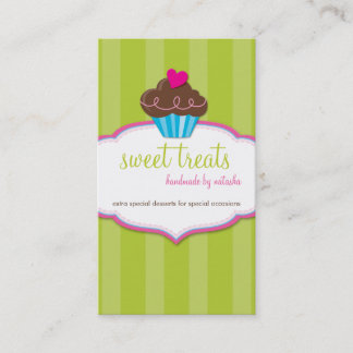 BUSINESS CARD cute bold cupcake lime green pink
