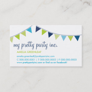 BUSINESS CARD :: cute bunting navy lime aqua