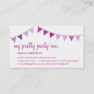 BUSINESS CARD :: cute bunting pink purple