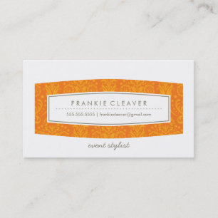 BUSINESS CARD cute damask pattern panel orange