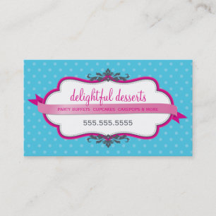 BUSINESS CARD cute stylish fuschia pink aqua blue