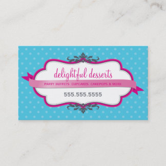 BUSINESS CARD cute stylish fuschia pink aqua blue