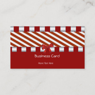 Business Card Elegant Art Deco Red White Stripe