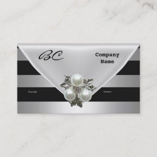 Business Card Elegant Black Pearl Jewel