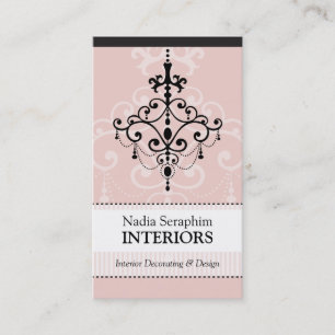 BUSINESS CARD elegant chandelier black pale pink