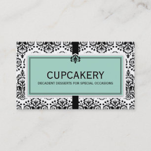 BUSINESS CARD elegant damask black mint green