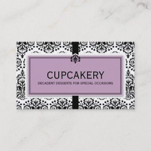 BUSINESS CARD elegant damask black pastel purple