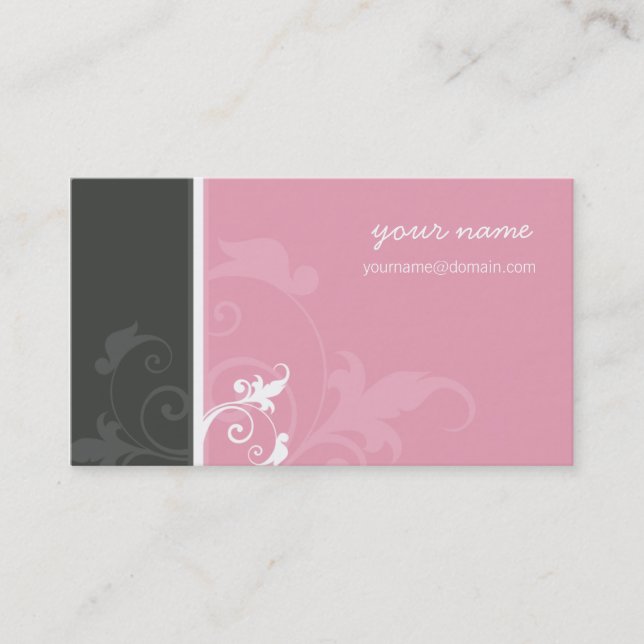 BUSINESS CARD elegant organic verve pink grey (Front)