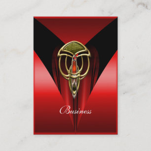 Business Card Elegant Red Art Deco Gold Jewel