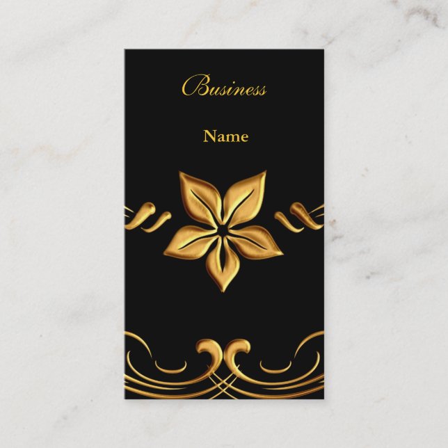 Business Card Elegant Yellow Gold Black (Front)
