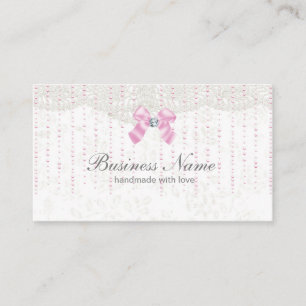 business card - fantastic, pink bow, lace