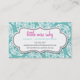 BUSINESS CARD floral silhouette pattern turquoise