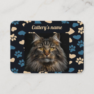 Business Card For Catteries Paw Prints Pattern