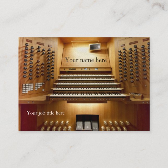 Business card for church musicians - organ console (Front)