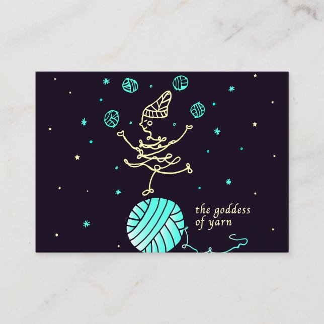 Business card for knitters Mighty, 3.5" x 2.5"  (Front)