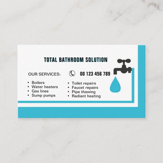 business card for plumber & handyman (Front)
