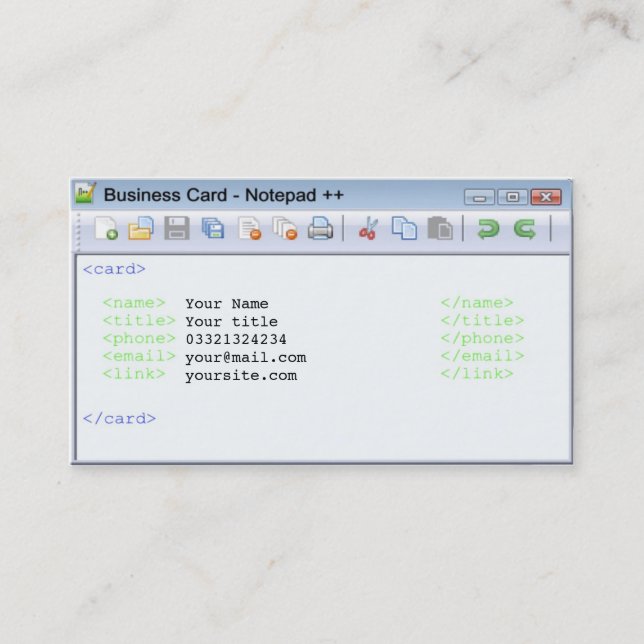 Business card for programmers, developers (Front)