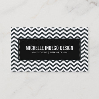 BUSINESS CARD fresh chevron pattern black white