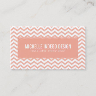 BUSINESS CARD fresh chevron pattern pale coral