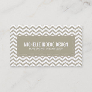BUSINESS CARD fresh chevron pattern taupe