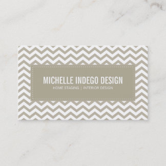 BUSINESS CARD fresh chevron pattern taupe