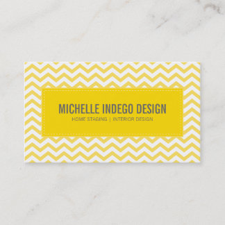 BUSINESS CARD fresh chevron pattern yellow grey