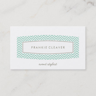 BUSINESS CARD fresh chevron patterned panel mint