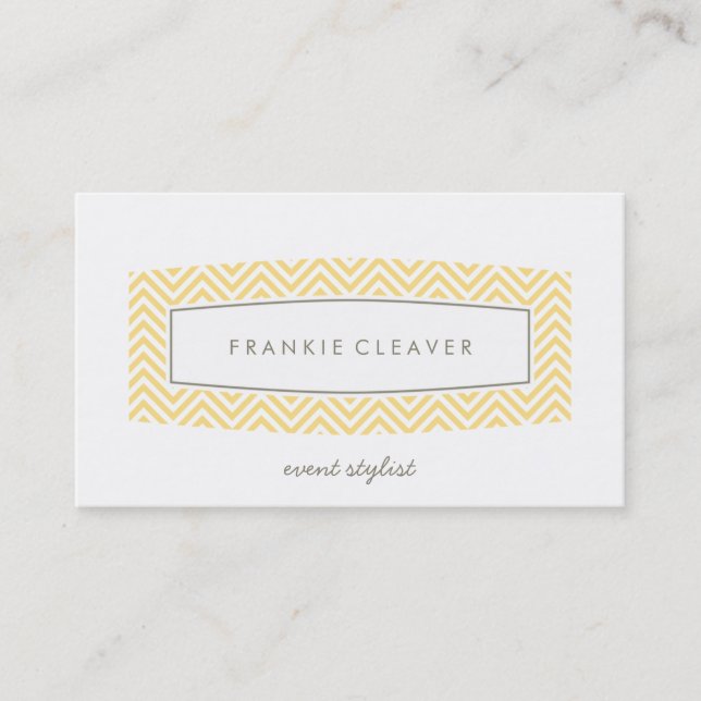 BUSINESS CARD fresh chevron patterned panel yellow (Front)