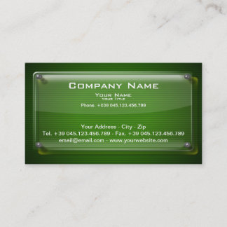 Business Card Glass Framework on Green Background