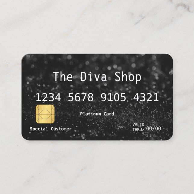 Business Card | Glitter Credit Card Black (Front)