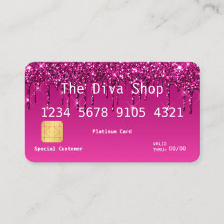 Business Card | Glitter Credit Card Purple Pink
