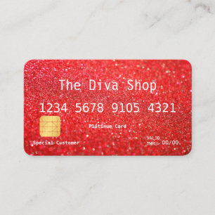 Business Card   Glitter Credit Card Red