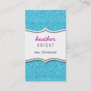 BUSINESS CARD glitzy glitter sparkle gold blue