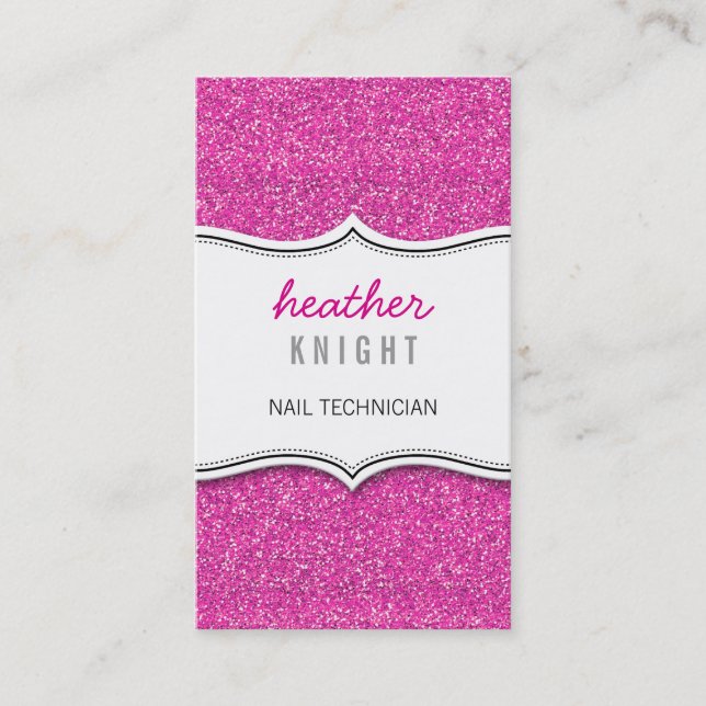 BUSINESS CARD glitzy glitter sparkle gold hot pink (Front)