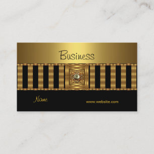 Business Card Gold on Gold Black Stripe