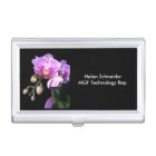 BUSINESS CARD HOLDER, FLORAL ON BLACK, CUSTOMIZE