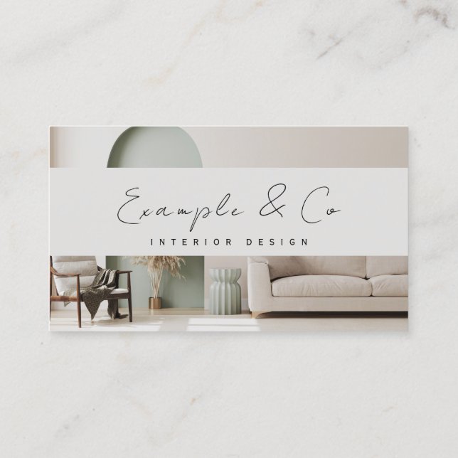 Business Card, Interior Design photo customizable Card (Back)
