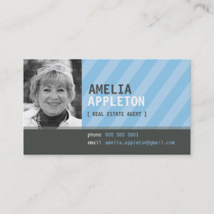 BUSINESS CARD :: jazzy photo blue stripe