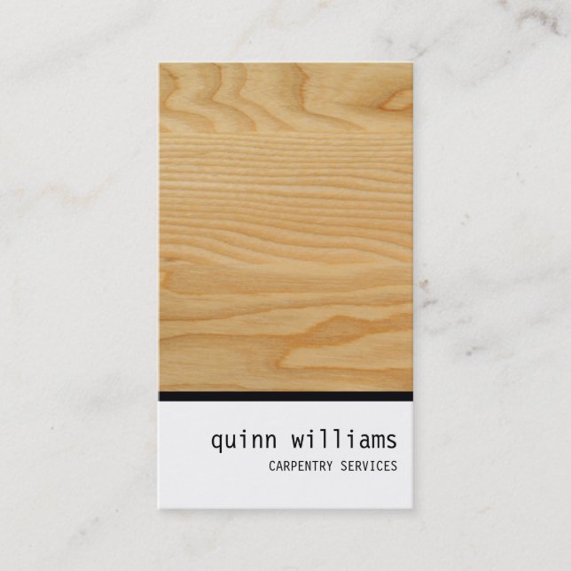 BUSINESS CARD jazzy simple wood grain carpenter (Front)
