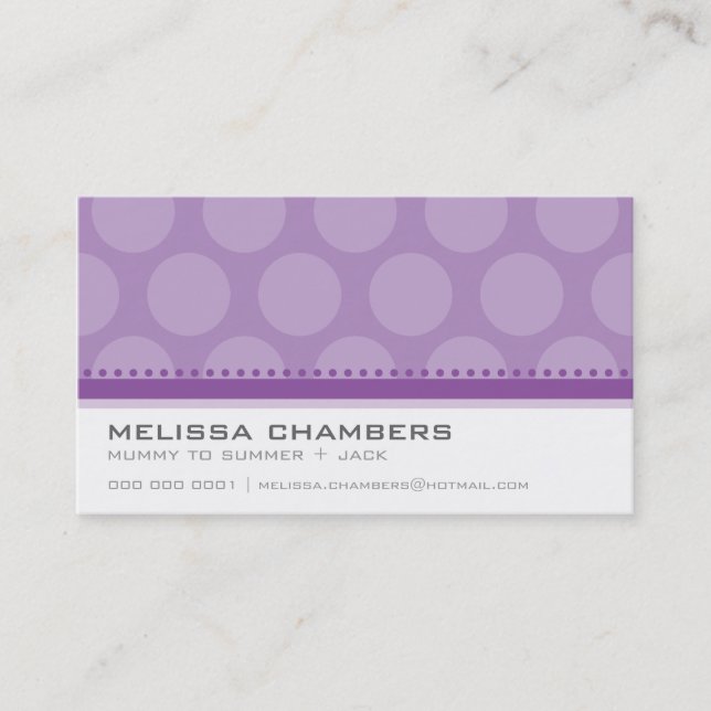 BUSINESS CARD large spot pattern violet purple (Front)