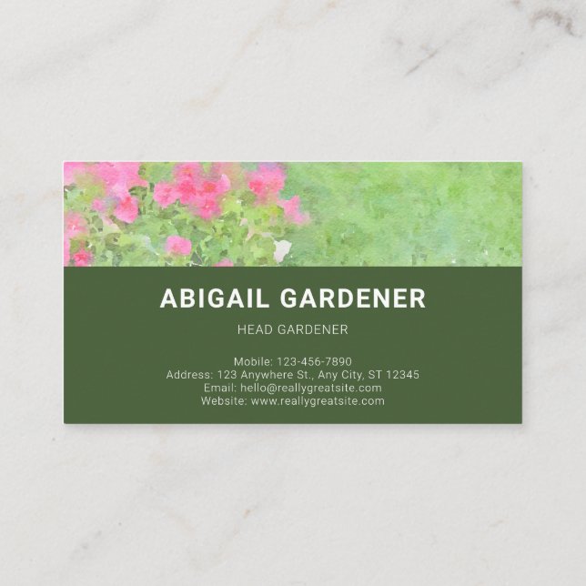 Business Card: Lawn Care & Gardening Service Business Card (Back)
