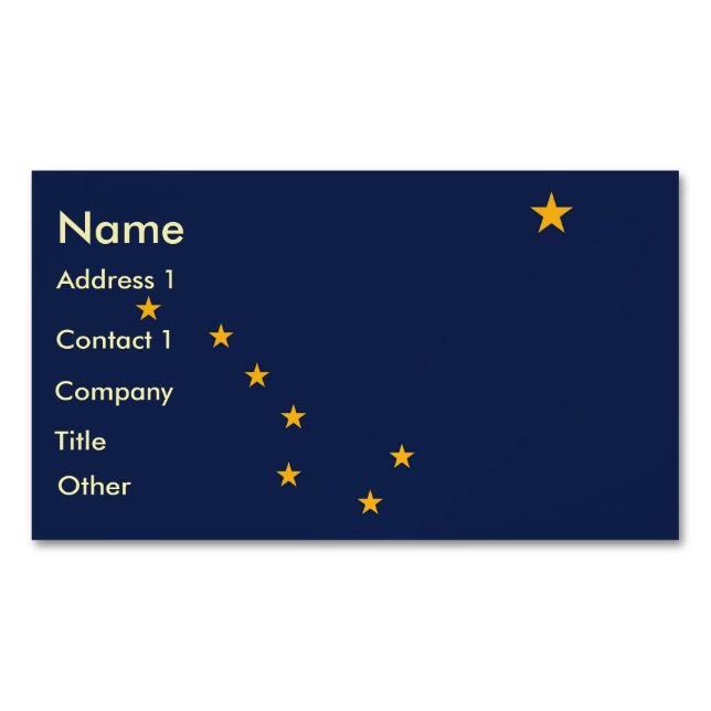 Business Card Magnet with Flag of Alaska (Front)